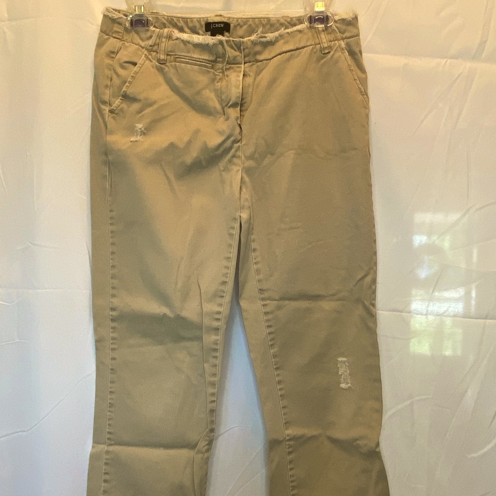 J. Crew size 4 intentionally worn/frayed low-rise khaki capris